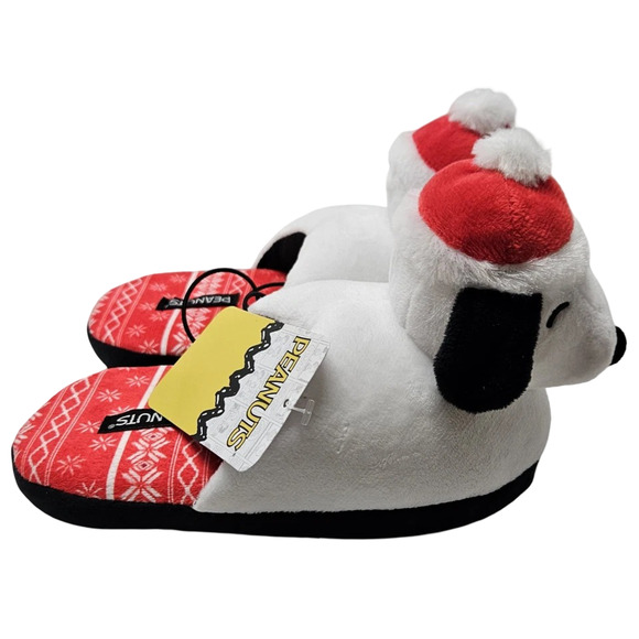 Peanuts Snoopy 3D Christmas Scuff Slippers Toddler 7/8 Plush Santa Slip-Ons New - Picture 8 of 16